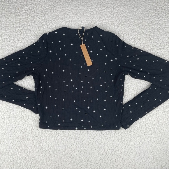 SKIMS Soft Lounge Long Sleeve Crop Top XS Onyx Sparkle Ribbed NWT Sold Out - Picture 4 of 10